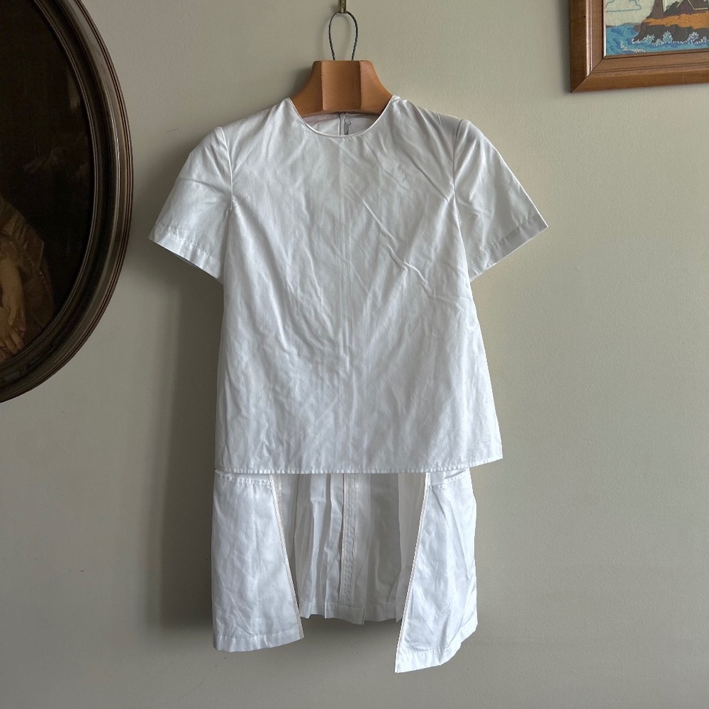 Rosetta Getty Pleated High-Low Cotton Top – Size 4 – Made in USA